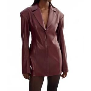 NEW LAMARQUE benedetta faux leather blazer dress in burgundy